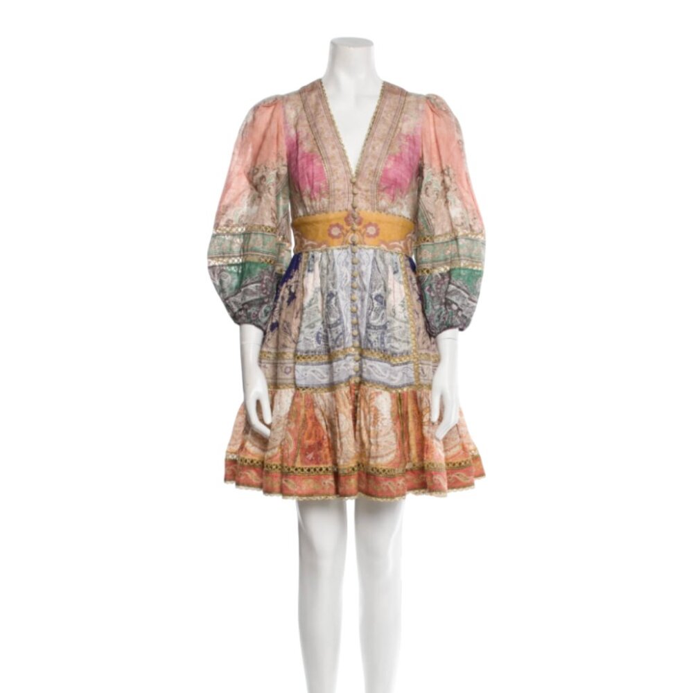 Zimmermann Pink and Blue Patterned Mini Dress - Picture 4 of 15